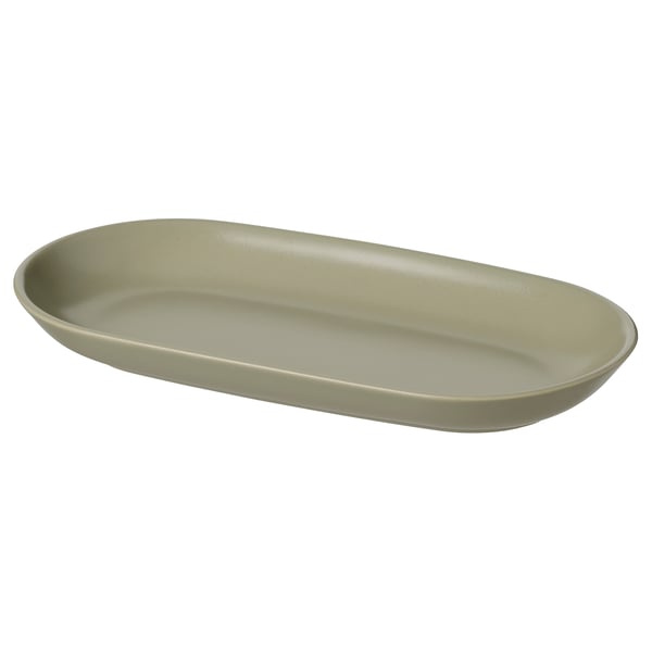 FÄRGKLAR Serving plate, matt green, 27x14 cm