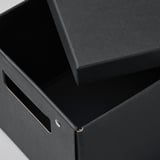 FJÄDERHARV Storage box with lid, anthracite, 18x25x16 cm