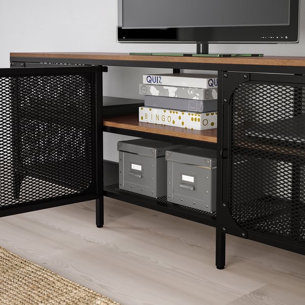 FJÄLLBO TV bench, black, 150x36x54 cm
