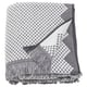 FJÄLLSTARR grey cotton towel with fringe, chequered pattern, rectangular.