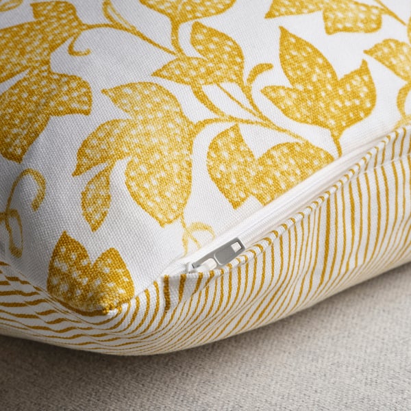 FJUNKLOCKA Cushion cover, yellow/white, 50x50 cm