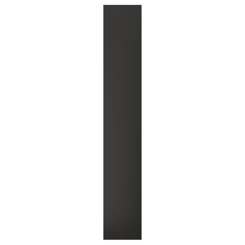 Black rectangular panel, part of FÖRBÄTTRA kitchen series, made of recycled wood and plastic, giving a sleek, modern finish.