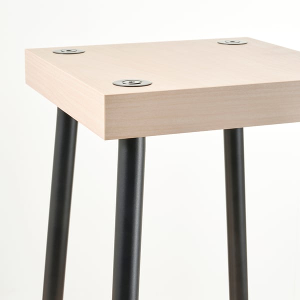 FRIDNÄS Nesting tables with stools set of 4, black/birch effect