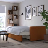 FRIHETEN 3-seat sofa-bed, Faringe brown-orange