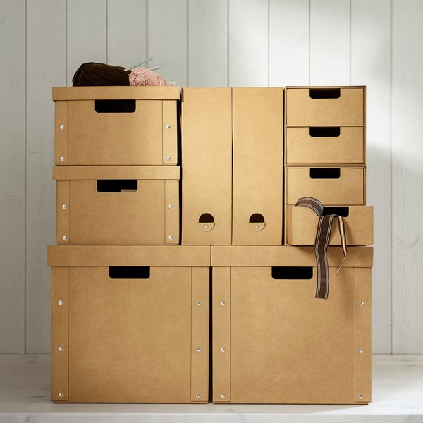 GÄRDESGÅRD Storage box with lid, natural, 32x35x31 cm