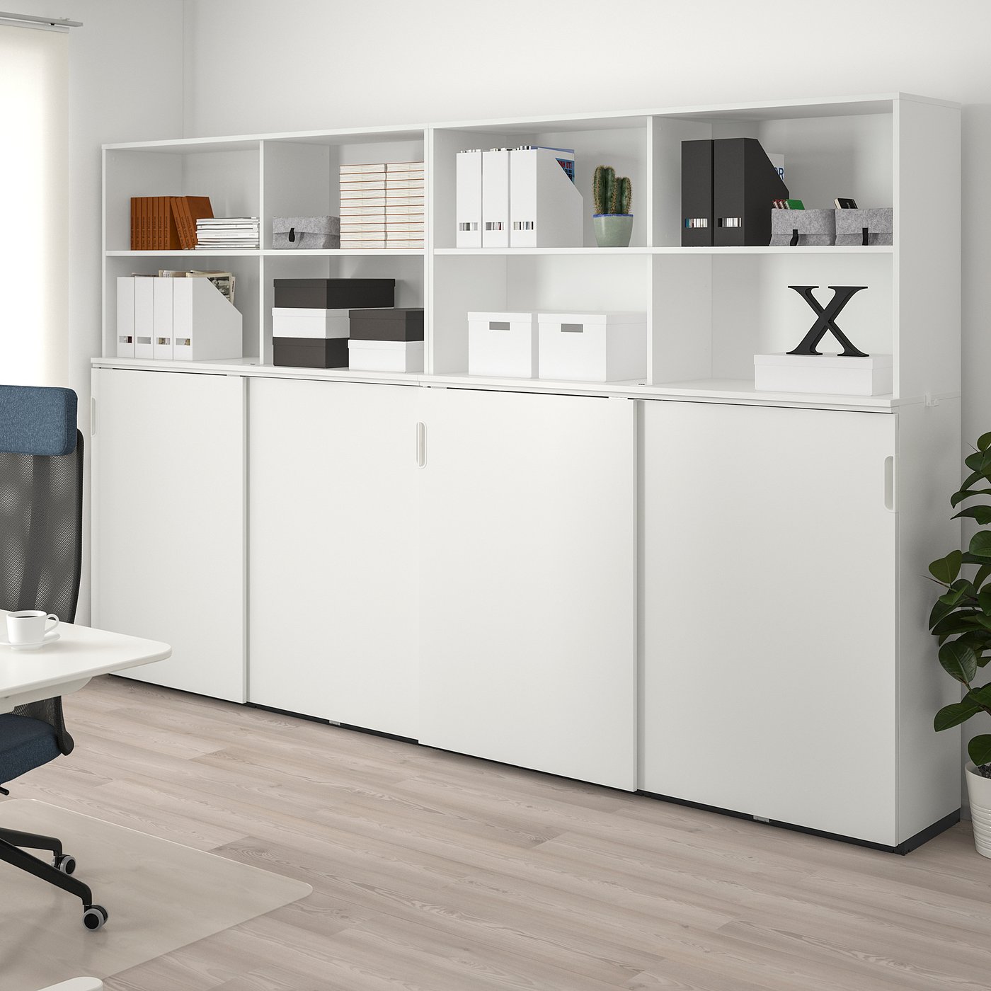 GALANT storage combination w sliding doors, white, 320x200 cm - IKEA