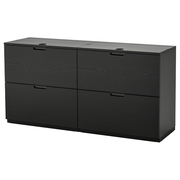 GALANT Storage combination with filing, black stained ash veneer, 160x80 cm