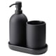 Black GANSJÖN bath set: soap dispenser & toothbrush holder