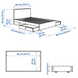 GLADSTAD Upholstered bed, 4 storage boxes, Kabusa light grey, 180x200 cm