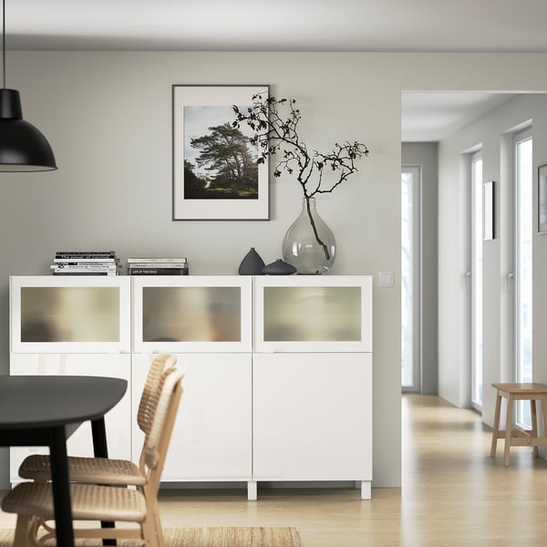 GLASSVIK Glass door, white/frosted glass, 60x38 cm IKEA