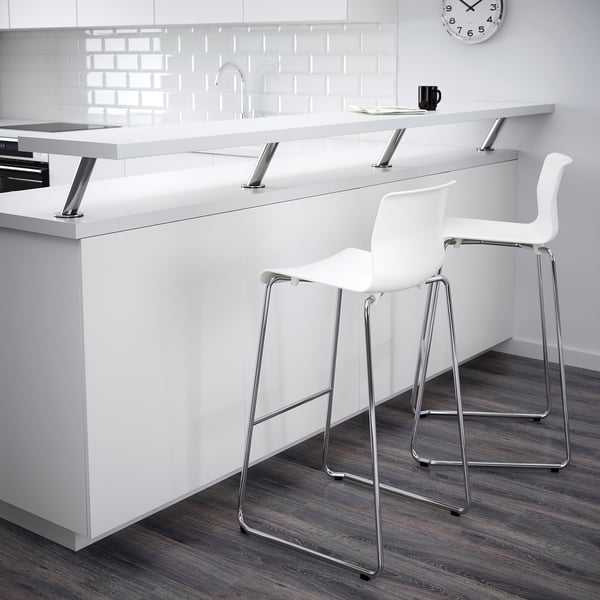 GLENN Bar stool, white/chrome-plated, 77 cm