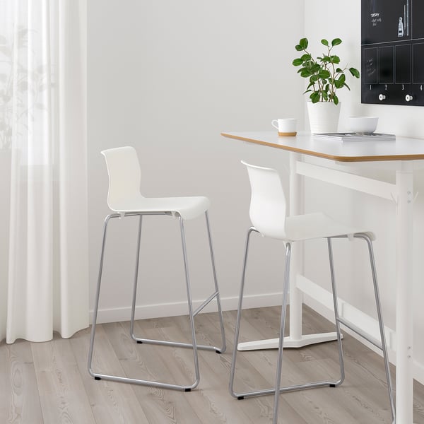 GLENN Bar stool, white/chrome-plated, 77 cm