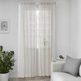 GLESGRÖE Sheer curtains, 1 pair, grey/with heading tape, 145x300 cm