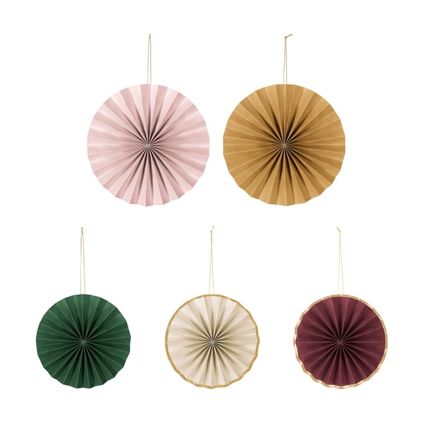 GOKVÄLLÅ Hanging decoration, set of 5, rounded/multicolour
