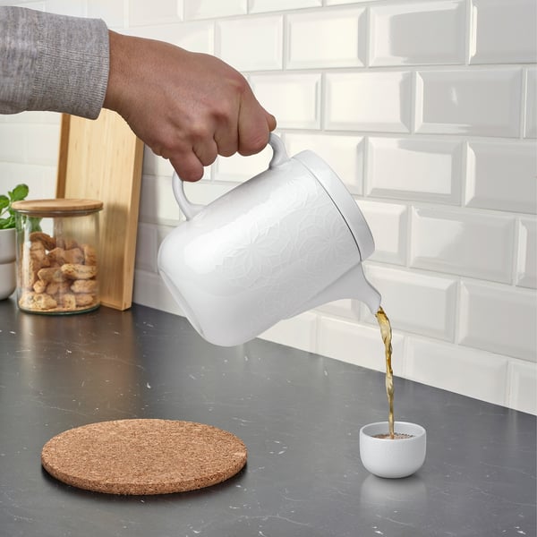 GOKVÄLLÅ Teapot, white, 1.0 l