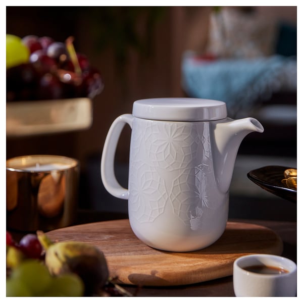 GOKVÄLLÅ Teapot, white, 1.0 l