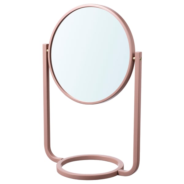 Pink GRANVÅG mirror by aaron probyn, adjustable with magnification.