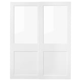 GRIMO Pair of sliding doors, glass/white, 150x201 cm