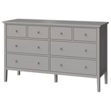 Grey GULLABERG dresser with six large drawers. Modern and minimalist design, made of particleboard and acrylic paint.