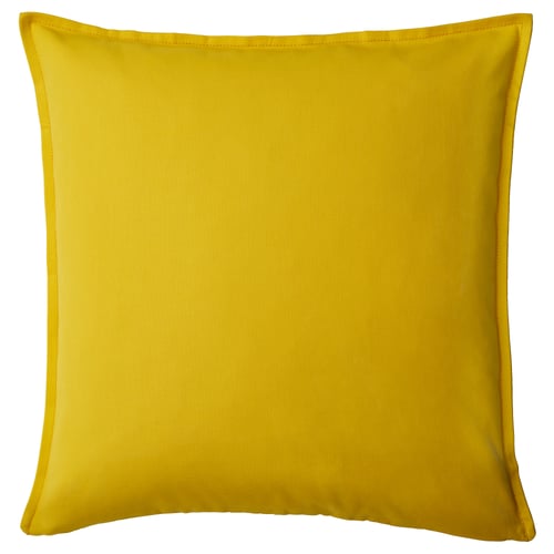 GURLI: yellow square cushion, solid colour, made of 100% cotton.