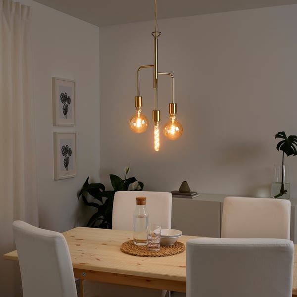 HADDEBO Triple cord set, brass-colour