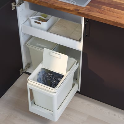 HÅLLBAR Waste sorting solution, with pull-out/light grey, 22 l