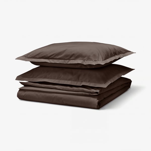 HAMPFLOCKEL Duvet cover and 2 pillowcases, brown, 240x220/50x80 cm
