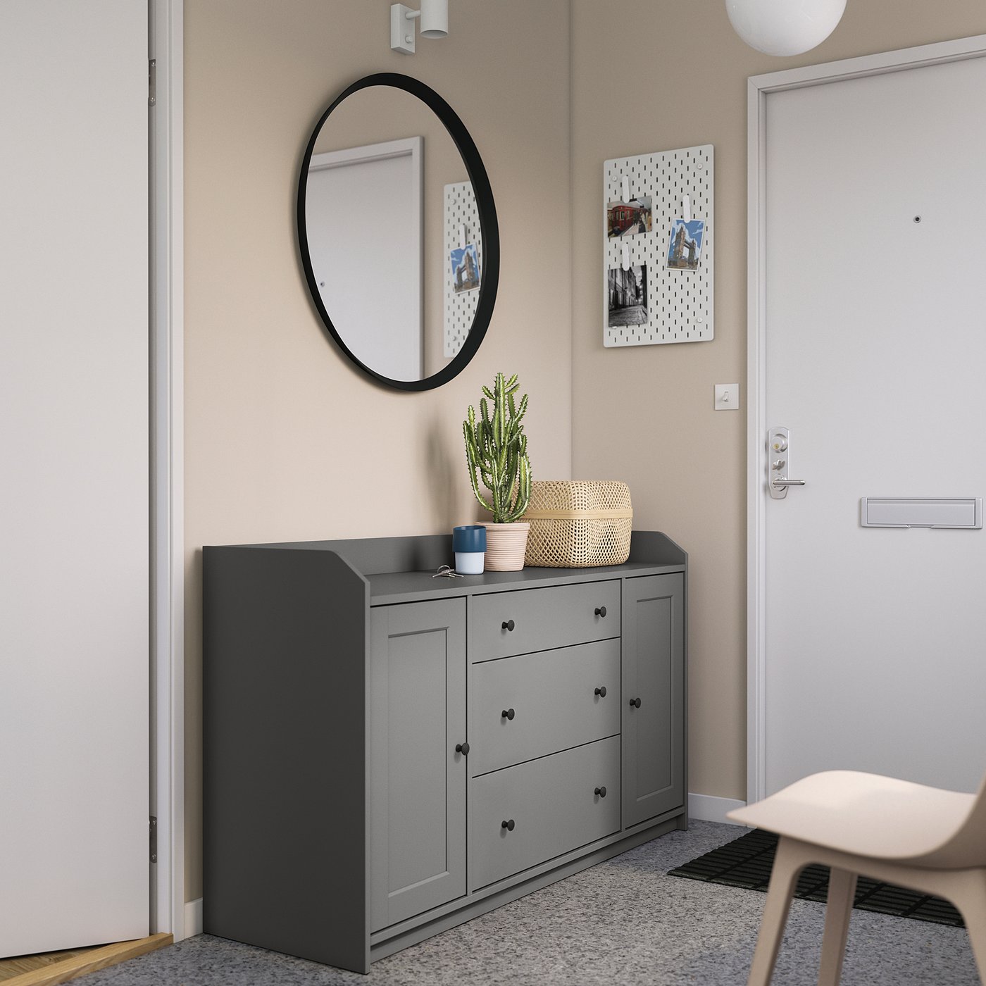 IKEA HAUGA サイドボード HAUGA sideboard, grey, 140x84 cm - IKEA