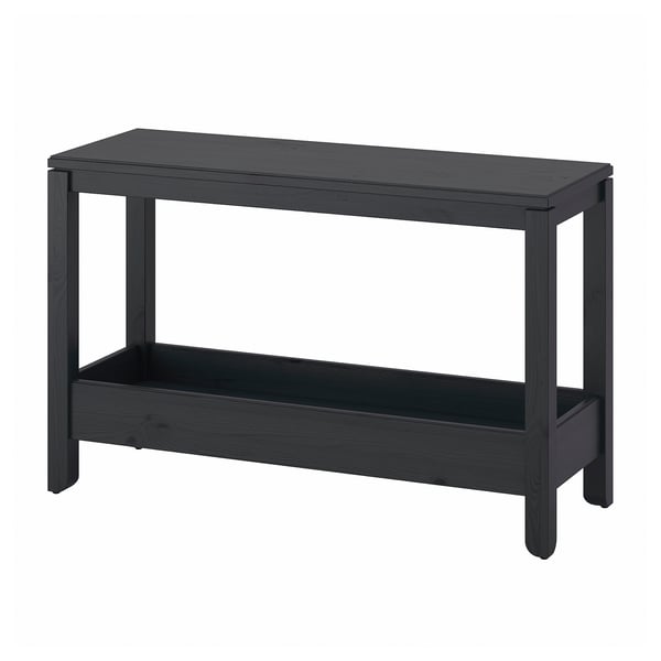 Grey HAVSTA console table with shelf & sturdy legs.