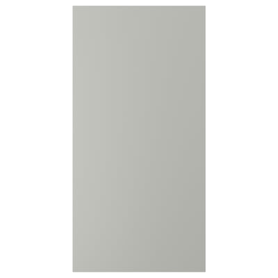Displays a light grey rectangular HAVSTORP kitchen cabinet door, smooth and simple in design.