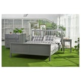 HEMNES Bed frame with mattress, grey stained/Åkrehamn firm, 160x200 cm