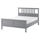 HEMNES Bed frame with mattress, grey stained/Åkrehamn firm, 160x200 cm