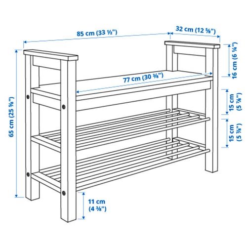 Illustration with measurements for the product: HEMNES.
