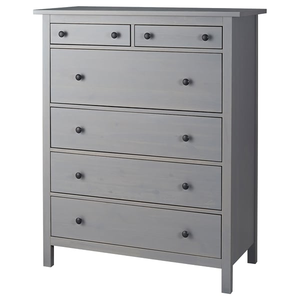 HEMNES chest of 6 drawers, grey stained, 108x131 cm IKEA