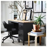 HEMNES Desk, black-brown/light brown, 155x65 cm