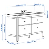 HEMNES / ORRSJÖN Wash-stnd w drawers/wash-basin/tap, white, 122x49x89 cm