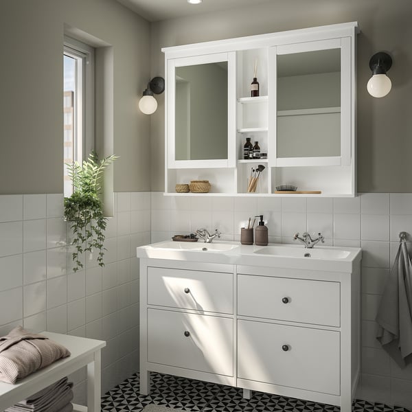 HEMNES / ORRSJÖN Wash-stnd w drawers/wash-basin/taps, white, 122x49x89 cm