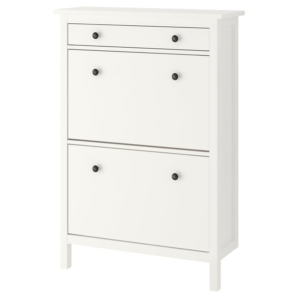 HEMNES Shoe cabinet with 2 compartments, white, 89x30x127 cm