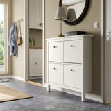HEMNES Shoe cabinet with 4 compartments, white, 107x22x101 cm