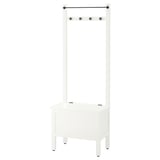 HEMNES Storage bench w towel rail/4 hooks, white, 64x37x173 cm