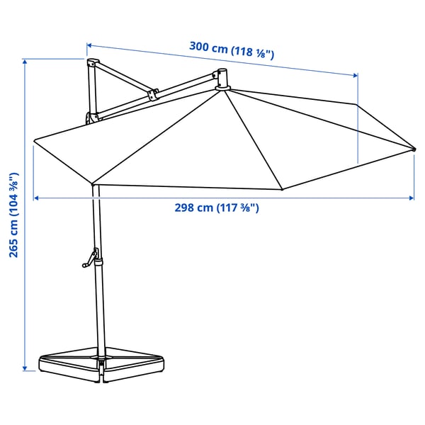 HISSÖ Parasol, hanging, anthracite, 300 cm