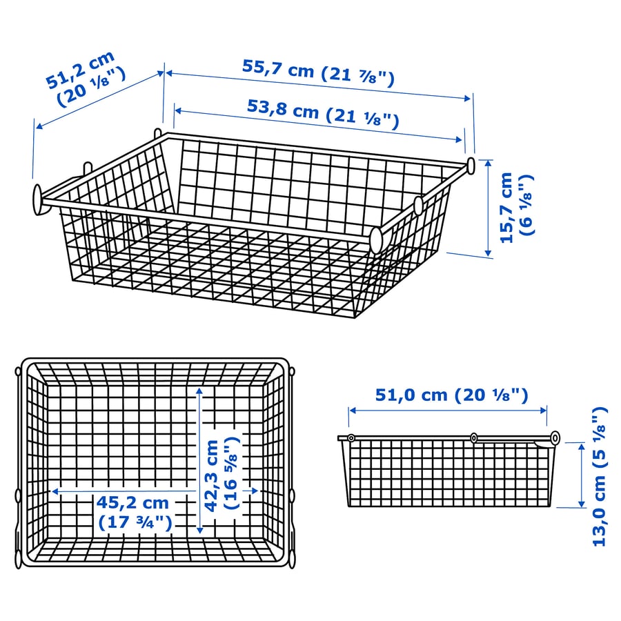 HJÄLPA wire basket with pullout rail, white, 60x55 cm IKEA
