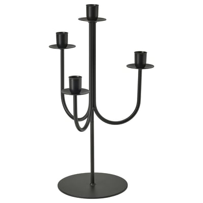 HÖSTAGILLE Candelabra, black, 37 cm