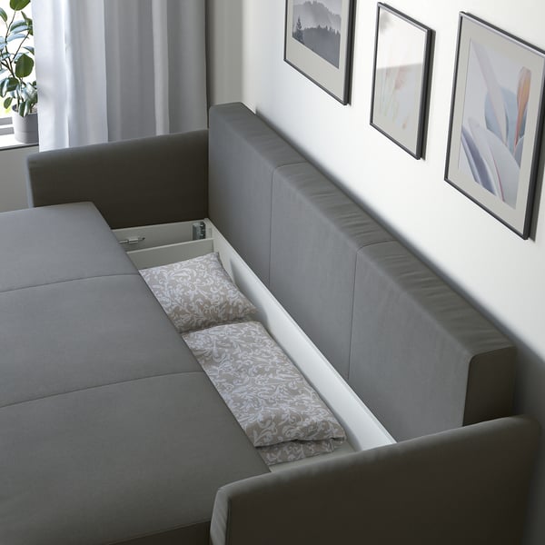 HOLMSUND 3-seat sofa bed, Borgunda dark grey