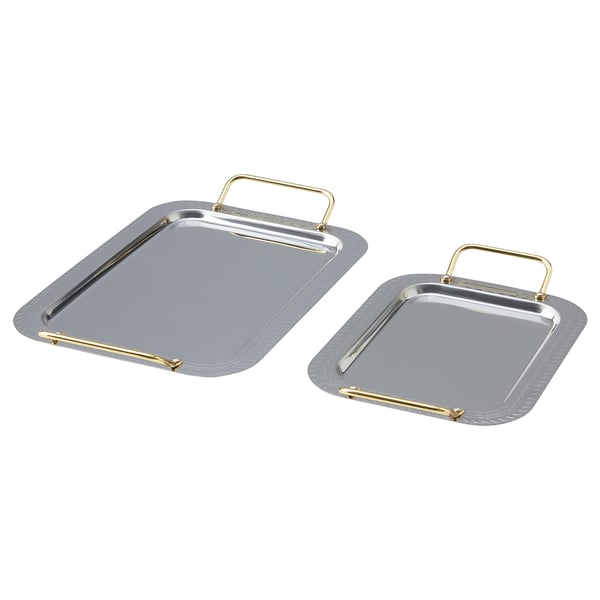 HUSBEHOV Tray, set of 2, stainless steel