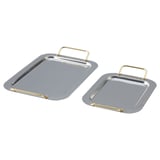 HUSBEHOV Tray, set of 2, stainless steel