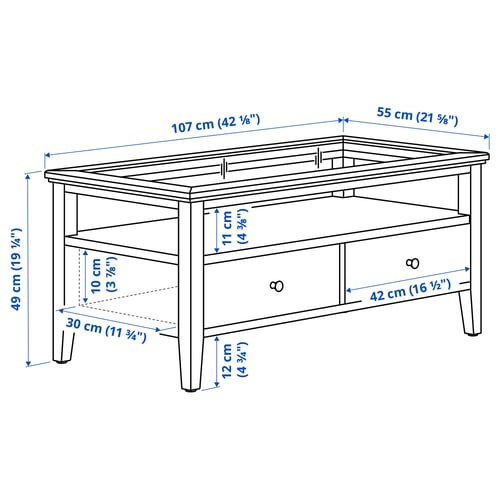 Illustration with measurements for the product: IDANÄS.