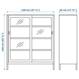 IDÅSEN Cabinet with sliding glass doors, beige, 120x140 cm