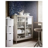 IDÅSEN Cabinet with sliding glass doors, beige, 120x140 cm