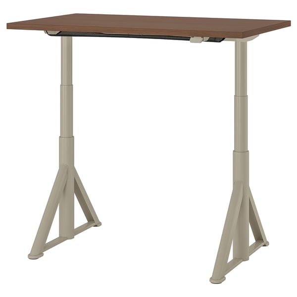 IDÅSEN adjustable desk in beige, rectangular top, sturdy metal legs, height adjustable.
